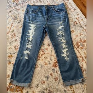American Eagle Outfitters Artist Crop Distressed Blue Jean